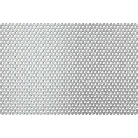 Lamiera forata in alluminio (lega 1050) dalle dimensioni 125x250cm, spessore 2mm, foro ø4mm, passo 6mm a 60°