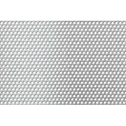 Lamiera forata in acciaio inox (aisi 304) dalle dimensioni di 100x200cm, spessore 1mm, foro ø4mm, passo 6mm a 60°