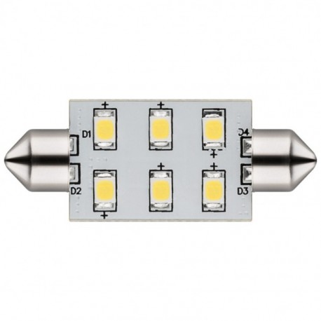 Lampada LED 6 SMD 5050 37mm bianco