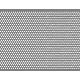 Lamiera forata in acciaio (aisi 316) dalle dimensioni di 125x250cm, spessore 1mm, foro D.3 passo 5  a 60°