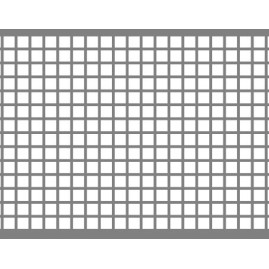 Lamiera forata zincata in sendzimir dalle dimensioni di 100x200cm, spessore 1mm, foro quadro 8x8mm, passo 10mm a 90°