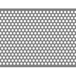 Lamiera forata in sendzimir dalle dimensioni 100x200cm, spessore 3mm, foro ø6mm, passo 9mm a 60°