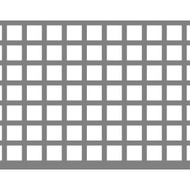 Lamiera forata in acciaio inox (aisi 304) dalle dimensioni di 100x200cm, spessore 1,5mm, foro quadro 15x15mm, passo 20mm a 90°