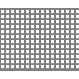 Lamiera forata in acciaio inox (aisi 304) dalle dimensioni di 100x200cm, spessore 2mm, foro quadro 8x8mm, passo 12mm a 90°