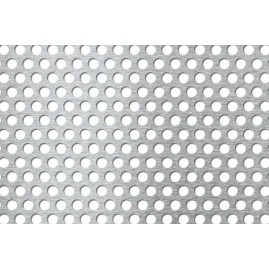 Lamiera forata in acciaio inox (aisi 304) dalle dimensioni di 40x50cm, spessore 1,5mm, foro ø8mm, passo 12mm a 60°