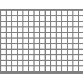 Lamiera forata zincata in sendzimir dalle dimensioni 125x250cm, spessore 1,5mm, foro quadro 10x10mm, passo 12,5mm a 90°