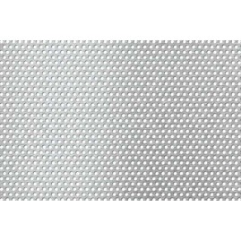 Lamiera forata in acciaio inox (aisi 304) dalle dimensioni di 100x200cm, spessore 0,5mm, foro rotondo Ø3mm, passo 4 mm a 60°