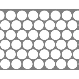 Lamiera forata in sendzimir dalle dimensioni 100x200cm, spessore 1,5mm, foro ø25mm, passo  30 mm a 60°