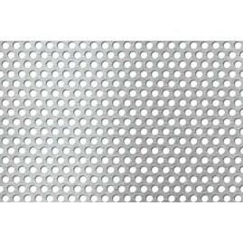 Lamiera forata in acciaio inox (aisi 304) dalle dimensioni di 100x200cm, spessore 1,5mm, foro ø6mm, passo 9mm a 60°