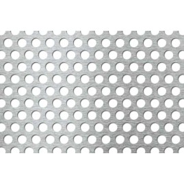 Lamiera forata in acciaio inox (aisi 304) dalle dimensioni di 100x200cm, spessore 1mm, foro ø10mm, passo 15mm a 60°