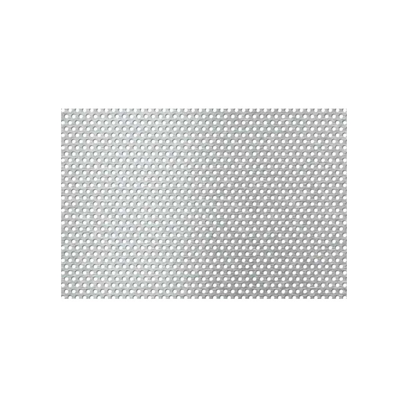 Lamiera forata in acciaio inox (aisi 304) dalle dimensioni 100x200cm, spessore 0,8mm, foro ø3mm, passo 5mm a 60°