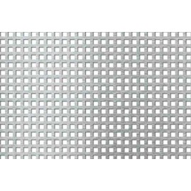 Lamiera forata in acciaio inox (aisi 304) dalle dimensioni 100x200cm, spessore 1,5mm, foro quadro 5x5mm, passo 8mm a 90°