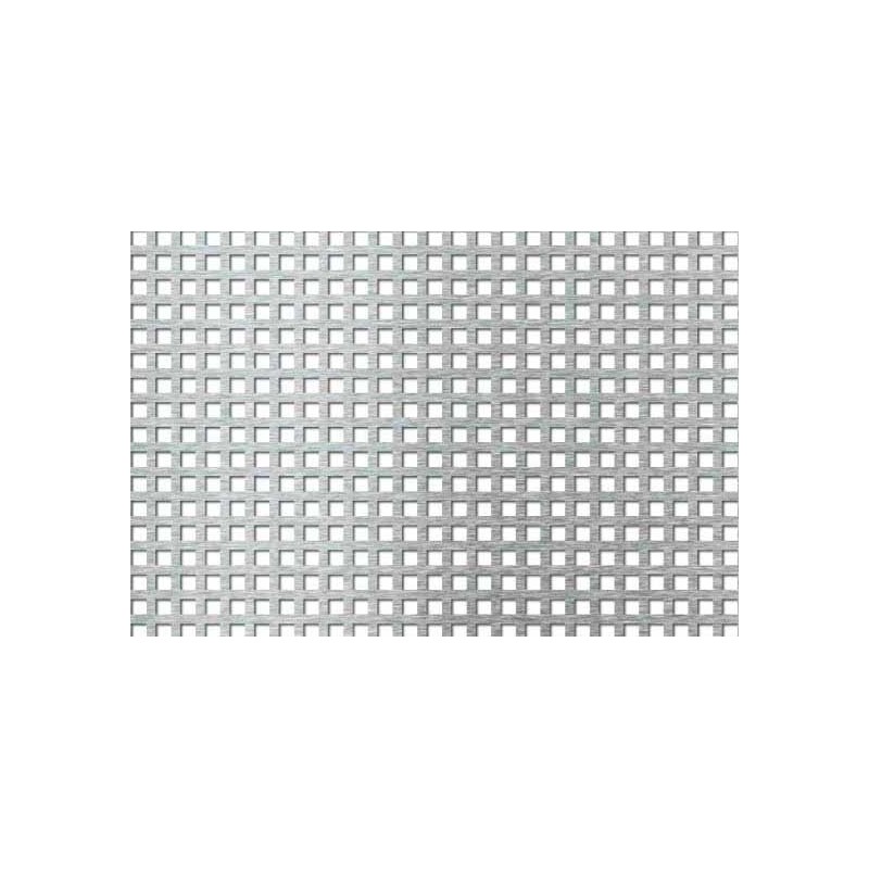 Lamiera forata in acciaio inox (aisi 304) dalle dimensioni 100x200cm, spessore 1,5mm, foro quadro 5x5mm, passo 8mm a 90°