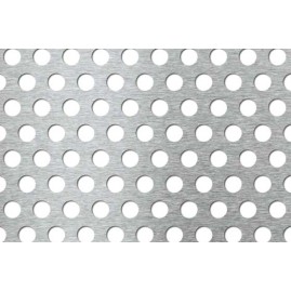 Lamiera forata in acciaio inox (aisi 304) dalle dimensioni 100x200cm, spessore 1mm, foro ø12mm, passo 18mm a 60°