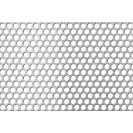 Lamiera forata in acciaio inox (aisi 304) dalle dimensioni 100x200cm, spessore 1mm, foro ø8mm, passo 10mm a 60° VSP 57,6