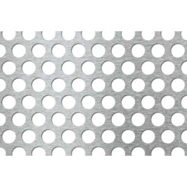 Lamiera forata in acciaio inox (aisi 304) dalle dimensioni di 100x200cm, spessore 1,5mm, foro ø15mm, passo 20mm a 60°