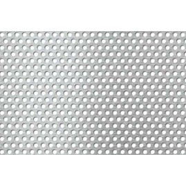 Lamiera forata in acciaio inox (aisi 304) dalle dimensioni di 100x200cm, spessore 1,5mm, foro ø5mm, passo 8mm a 60°