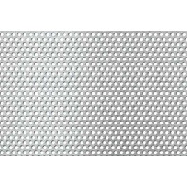 Lamiera forata in acciaio inox (aisi 304) dalle dimensioni di 100x200cm, spessore 2mm, foro ø4mm, passo 6mm a 60°