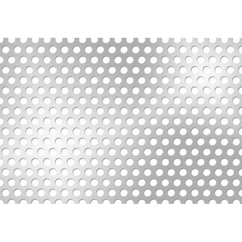 Lamiera forata in acciaio inox (aisi 316) dalle dimensioni di 125x250cm, spessore 2mm, foro ø6mm, passo 9mm a 60°