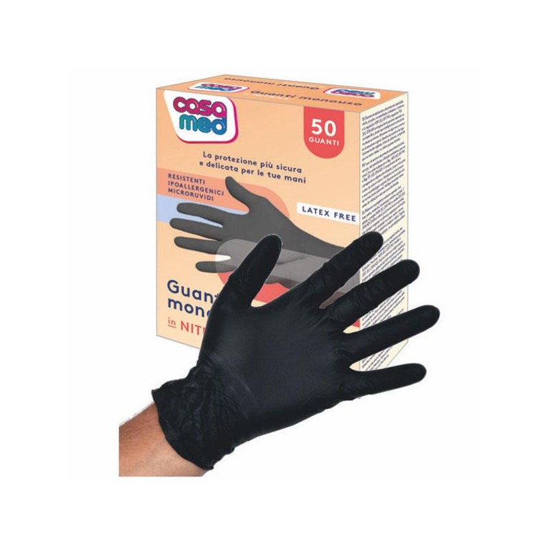 Guanti nitrile Casamed Nero 50pz - M/L