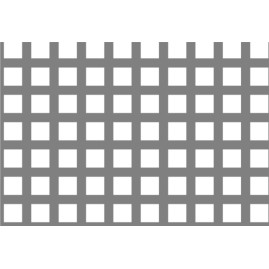 Lamiera forata in alluminio (lega 1050) dalle dimensioni 100x200cm, spessore 1,5mm, foro quadro 7x7mm, passo 10mm a 90°